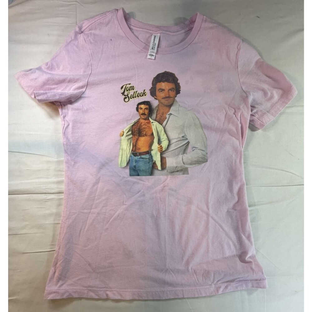 Tom Selleck Graphic T-Shirt Women's Small White Short Sleeve Tee